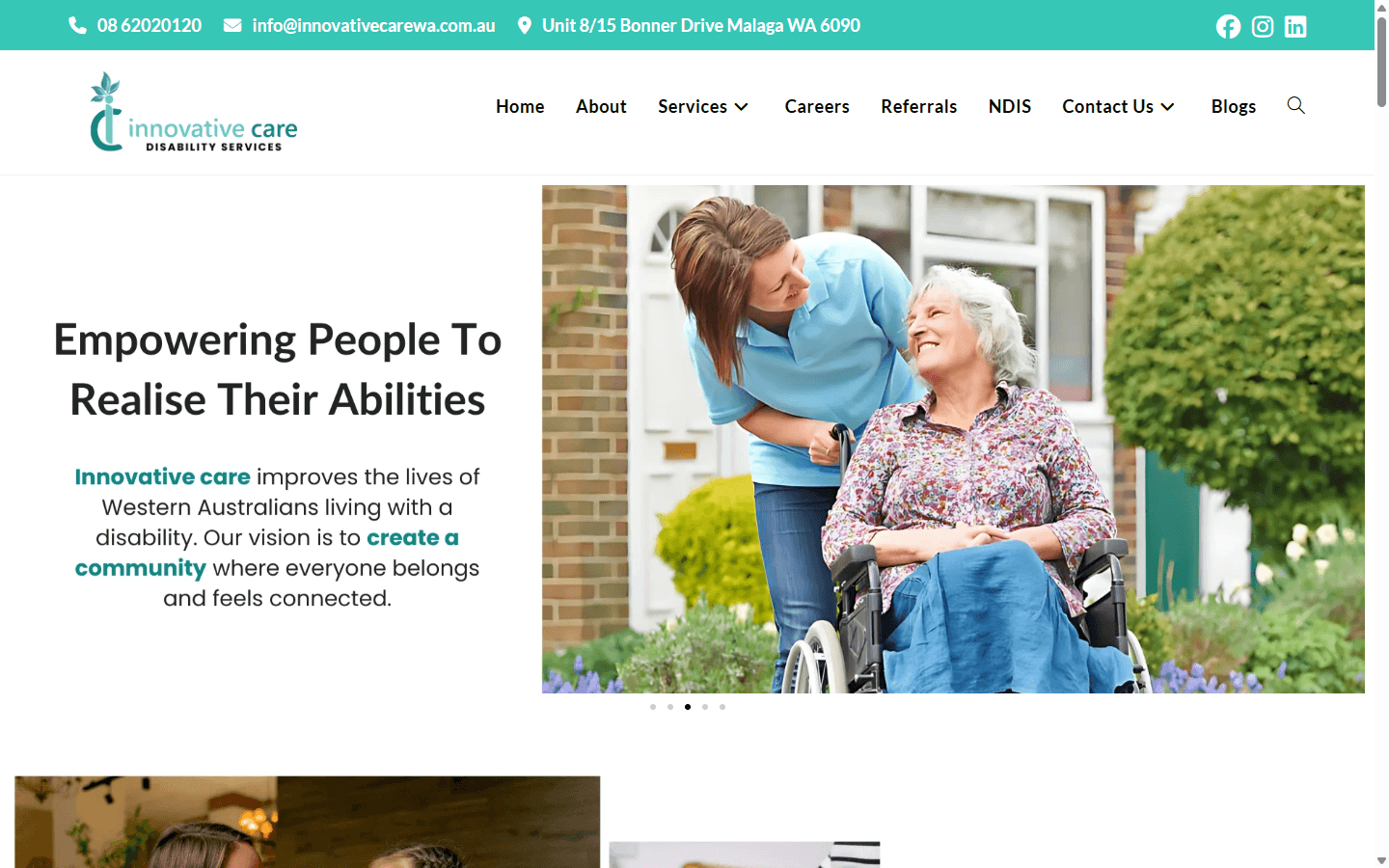 Innovative Care WA homepage